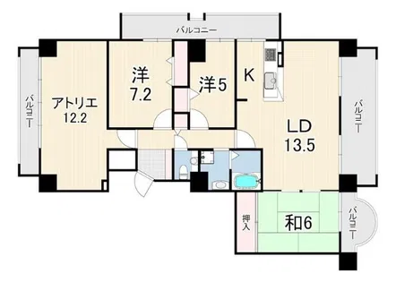 RICウエストコート4番街523号棟【13階】の間取り