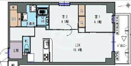 プレサンスNEO新深江リュミエル【9階】の間取り