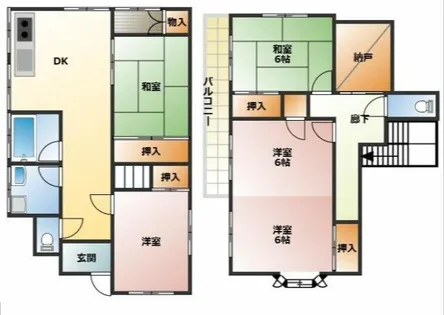和歌山県和歌山市六十谷【一戸建】の間取り