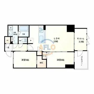S-RESIDENCE谷町六丁目alo【14階】の間取り