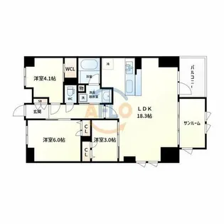 S-RESIDENCE谷町六丁目alo【14階】の間取り