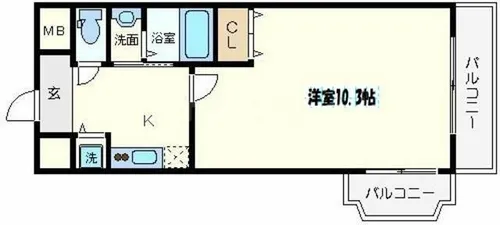 エステムコート難波Ⅱアレグリア【9階】の間取り