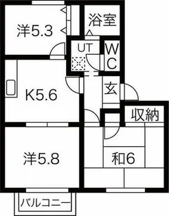 グレース北野C棟【2階】の間取り