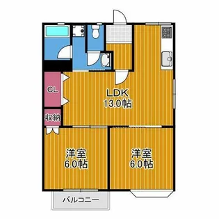 藤沢台ハイツB棟【1階】の間取り