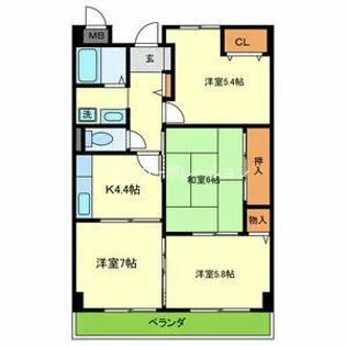 ルシェール立花【3階】の間取り