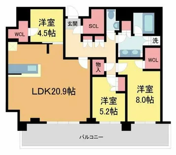 ジオタワー宝塚グランレジスThe North【N-3206号室】の間取り