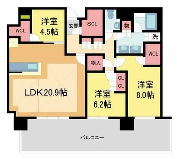 ジオタワー宝塚グランレジスTHE NORTH【N-3206号室】の間取り