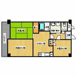 サンパレス北花田【1階】の間取り