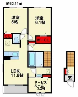 ウエストアヴェニュー行橋【203号室】の間取り