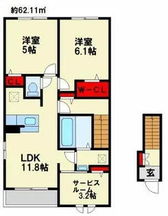 ウエストアヴェニュー行橋【205号室】の間取り
