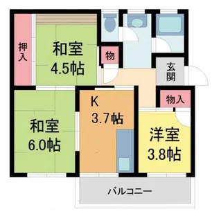 逆瀬川団地18号棟【4階】の間取り