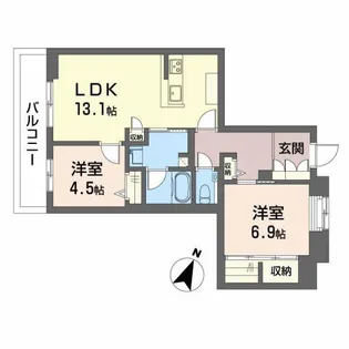 シャーメゾンガーデンズ芦屋浜町【203号室】の間取り