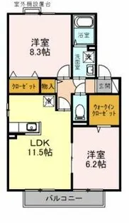 ヴィラージュB棟【2階】の間取り