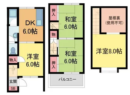 兵庫県西宮市伏原町【テラスハウス】の間取り