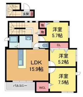 シャーメゾン松生町【102号室】の間取り