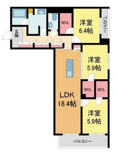 Shamaison Ecracie大屋町【302号室】の間取り