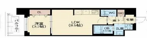 スプランディッド弁天町【7階】の間取り