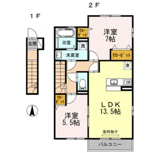 兵庫県尼崎市西昆陽3丁目【アパート】の間取り