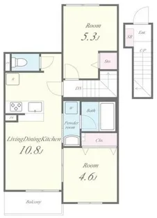 2LDKの間取り画像