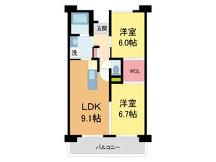 グリーンヒルズ仁川2号棟【5階】の間取り