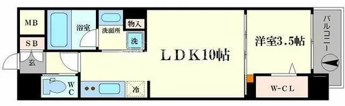 アーバネックス心斎橋Ⅱ【10階】の間取り