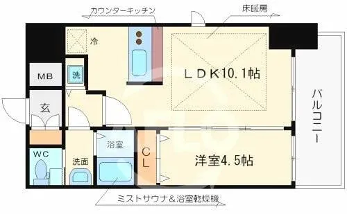 プレサンス立売堀アーバンスタイル【10階】の間取り