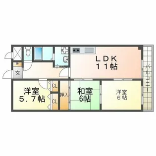ローヤルシャトー立花【302号室】の間取り
