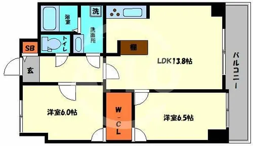 ウエストリヴィエール【6階】の間取り