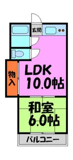 島上マンション南棟【2B号室】の間取り