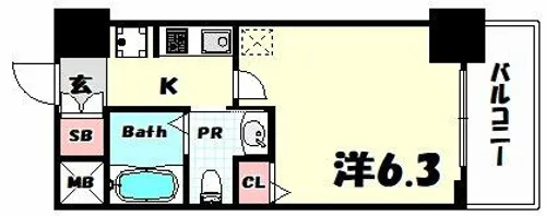 エステムプラザ神戸三宮ルクシア【3階】の間取り