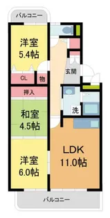 サンセリテ宝塚【3階】の間取り