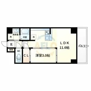 ラ・ピシーヌ南堀江【8階】の間取り