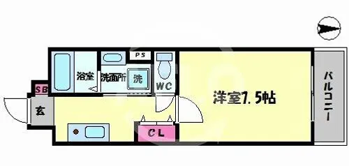 ジェイプライド難波南【5階】の間取り