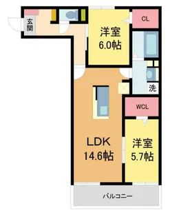 ディアコート芦屋大原町【2階】の間取り