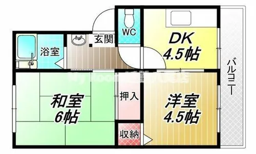 高安グリーンハイツ【2階】の間取り
