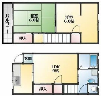 大阪府堺市北区百舌鳥梅北町4丁【テラスハウス】の間取り