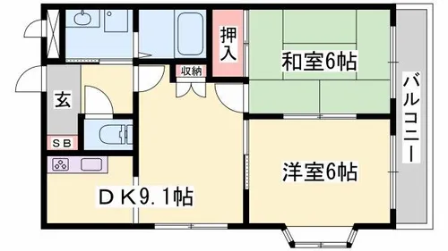 兵庫県姫路市大津区天神町1丁目【マンション】の間取り