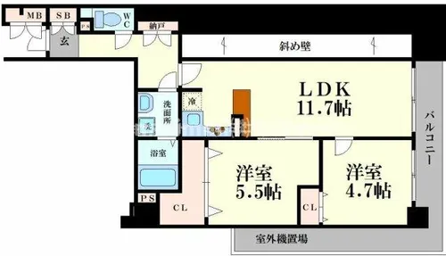 グランドシーズ四ツ橋堀江公園【2階】の間取り