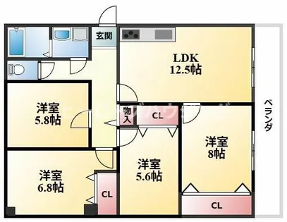 大阪府豊中市桜の町5丁目【マンション】の間取り