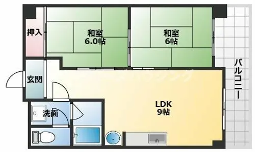 ハイツ北之防【5階】の間取り