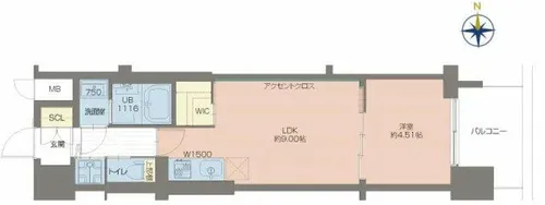 レオングラン本町橋【14階】の間取り