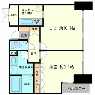アステリオ北堀江ザ・メトロタワー【13階】の間取り