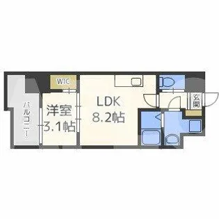 1LDKの間取り画像