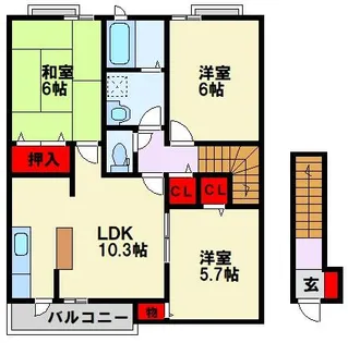 ヴァン・ティ・アン中の原 C棟【2階】の間取り