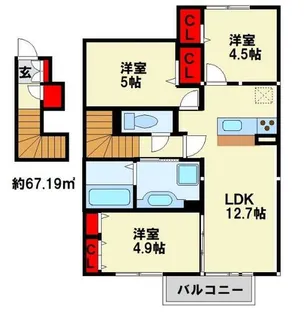 リーヴァ・ヴィラ リーヴァ【203号室】の間取り