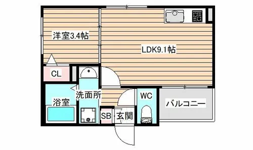 ハーモニーテラスValue姫里【2階】の間取り