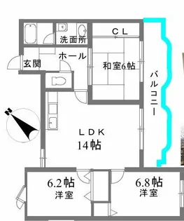ベルフォーレ永楽荘【201号室】の間取り