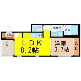 ハーモニーテラス名西通【3階】の間取り