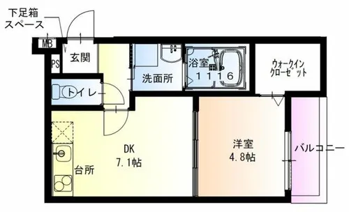 フジパレス夙川香櫨園ノース【102号室】の間取り