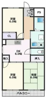 千里山アカシヤハイツ【3階】の間取り